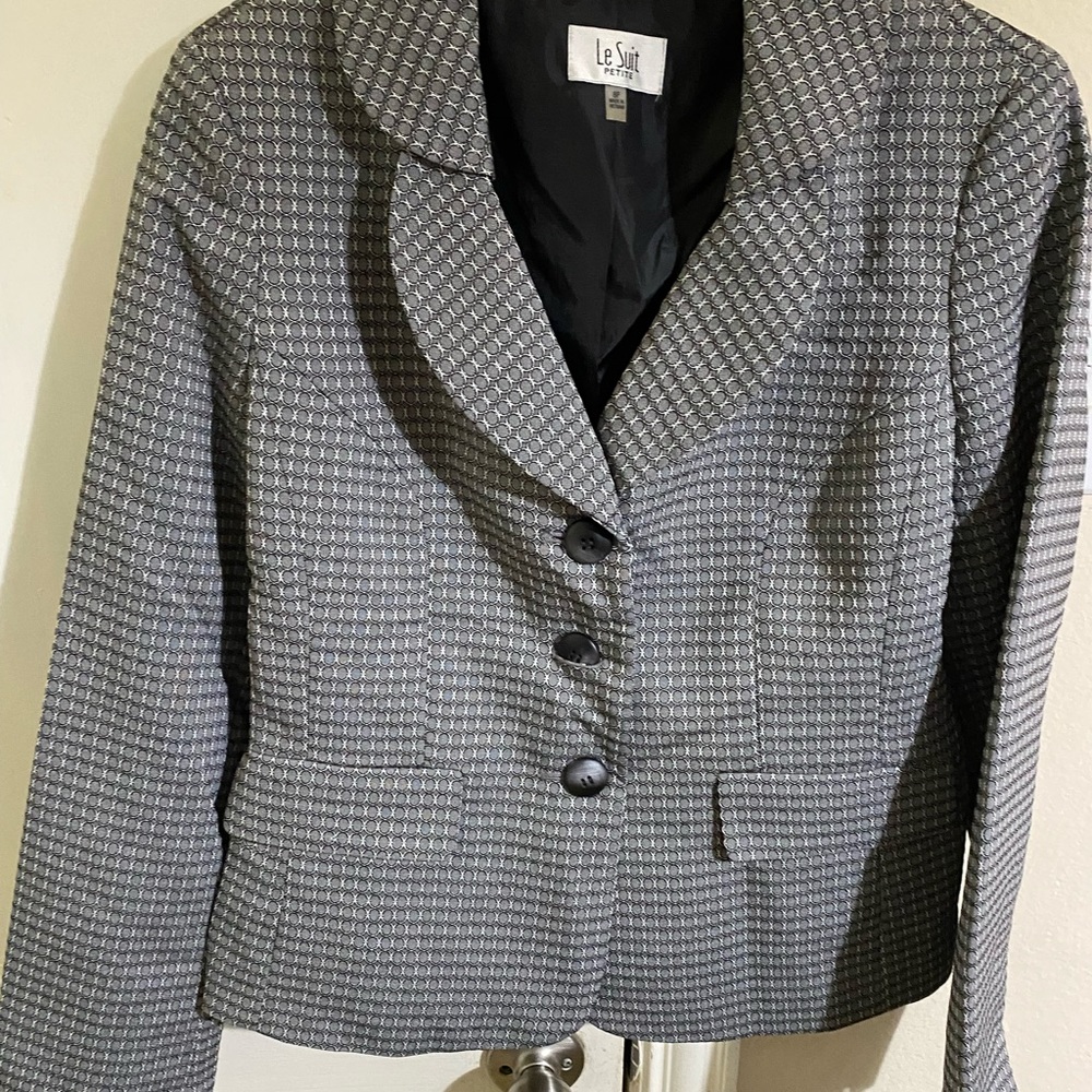 Le Suit Petite  Black/ Multi 2PC Pant Suit